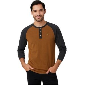 Tentree Men’s Henley Two-Tone 3/4 Sleeve Top Size Small